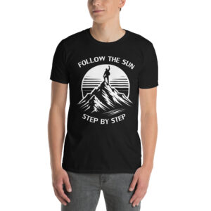 step by step mountain climber art – minimalist adventure motivation design short sleeve unisex t shirt