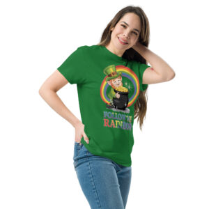 follow the rainbow leprechaun pot of gold st. patrick’s day t shirt unisex classic tee