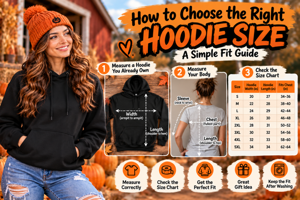 para elegir la talla de hoodie